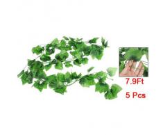 SODIAL (R) 5 Pz Vite foglia plastica verde Casa Nozze Feste decorazione 7.9Ft