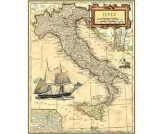 Immagine su TELA ROLLED Italia Mappa Vision Studio - Viaggi verticale Stampa artistica Mappe Mappa Mondo Antica Navi Nautica Navi Viaggio Tela fine art 19_X_15_in