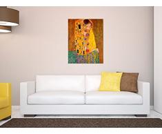 Legendarte P-068 Quadro di Gustav Klimt - Il Bacio, Stampa digitale su tela, Multicolore, cm. 80 x 100