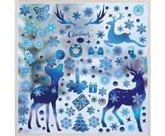 214 Pezzi Adesivi Vetro Decorativi Natale,Natale Vetrofanie,Renna Adesivo per Finestra,Natale Vetrofanie Rimovibile,Adesivo Fiocco di Neve,Vetrofanie Fiocchi di Neve per Natale