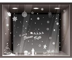 Vetrofanie natalizie per vetrine pacchi babbo natale e renne decorazioni natalizie vetrofania natalizia adesivi natalizi per vetrine decorazione di natalebuone feste albero adesivo con fiocchi di neve