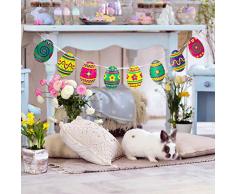 Chuangdi 3 Set Banner di Pasqua Decorazione per Appendere l'Uovo Colorato Ghirlanda di Carta Decorazioni Pasquali Favori di Decorazioni per La Casa, 8 Modello