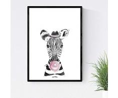 Poster per bambini zebra bambini del film I bambini che mangiano gli animali chicle formato A3 senza telaio