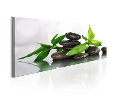 murando Quadro 120x40 cm 1 Pezzo Stampa su Tela in TNT XXL Immagini Moderni Murale Fotografia Grafica Decorazione da Parete Natura Bambu Feng Shui Spa Pietra Verde Bianco b-B-0206-b-a
