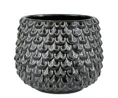 Nordring Vaso Pino - per Fiori da Interno e Piante da Interno, Piante grasse, Cactus, Orchidee M (13,5 cm ø), Nero, Ceramica Gres