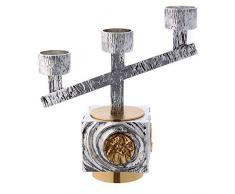 Candelabro ottone fuso 3 bossoli h 21 cm bossolo centrale