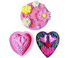 Stampo in silicone - fiori margherite - cuore - colombe - amore - Pasqua - sapone - resina - candele - gesso