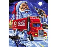 Pittura Diamante 5D Fai da Te Pieno Trapano Strass, Babbo Natale Natale Coca Cola Camion, Vernice con Diamanti Crystal Diamond Art Kit (Camion)-40x50 cm (16x20 Pollici)