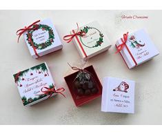 segnaposto natalizio personalizzato - scatolina natale con ciondolo e praline al cioccolato - addobbo natalizio