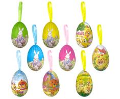 Aviski 24 Uova appese di Pasqua, in Schiuma Multicolore, Decorazione per Albero di Pasqua, Uova dipinte, Decorazioni Fai da Te con Vari Stili, Disegni di Pulcino Coniglietto per Decorazione Pasquale