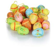 com-four® 24x Uova Colorate di Pasqua da Appendere - Decorazione Pasquale con Motivi Floreali - Decorazione Uova di Pasqua in Diversi Colori Come Decorazione Pasquale