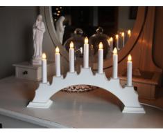 Best Season 238-38 - Candelabro Decorativo da Finestra Eva Bow, a 7 luci, in Legno, Dimensioni: Circa 28 x 45 cm, Colore: Bianco con Bordi a Contrasto