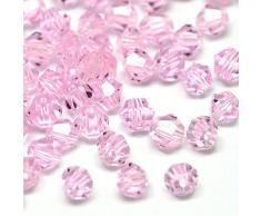Preciosa - 40 perline di cristallo di Boemia da 4 mm, a doppio cono, in vetro smerigliato (rosa)