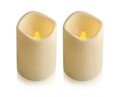 Eleoption Candele LED senza fiamma, candela LED per esterni con timer di 6 ore integrato, accensione e spegnimento automatico, candele a pilastro a batteria tremolante
