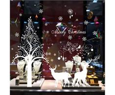 Natale Vetrofanie, 2pcs Adesivi Murali Merry Christmas, DIY Stickers da Vetro Finestra Vetrina Decorazione Natalizia per Casa Camerette Salotto Fai da Te (Bianco)