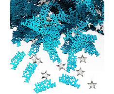 iZoeL 30g Blu Compleanno Coriandoli, 10g Argento Stella Coriandoli Sequin, 20g Happy Birthday Coriandoli, Per La Festa Compleanno Anniversario Matrimonio Decorazione Della Tavola