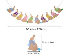 BESTOYARD Banner di forma di coniglio banner di Pasqua con bandiere di stamina bowknot colorato ghirlanda per decorazioni di Pasqua bomboniere