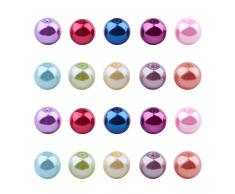 PH PandaHall 100PCS 10mm Perline Perla Vetro Perline per Bigiotteria Perline Colorate, Tinto, Colore Misto, 10mm in Diametro, Foro: 1.5mm
