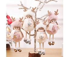 4 Pezzi Natale Decorazioni Casa Elfo Natale, Decorazioni Albero di Natale ​Appeso Folletti Natalizi Angelo Peluche Kawaii Regali Natale (Rosa, Bianco)