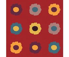 ART-TELA-allungato-su-LEGNO -BARS Campionatore di girasole su Red Woods Linda - Immagine quadrata floreale Fiori Floreali Girasole Autunno Raccolta Stampa artistica 33_X_33_in