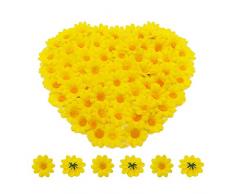 Bornfeel Fiori Margherite 100 Pezzi Fiori Finti Bomboniere Fiore Artificiale Corolla in Seta per Pasqua Tavola Cofano Matrimonio Festa Cerimonia Decorazione 38 x 38 x 20 mm Giallo