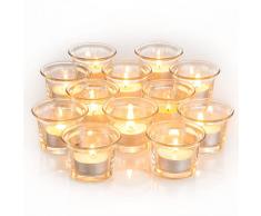 Nuptio Portacandele Vetro Votivo - Set di 12 Porta Candele Trasparenti a Lume Candela Mini Portacandela Alla Rinfusa per Candele Galleggianti Tavola Nozze Decorazioni Centrotavola per Cena Natale