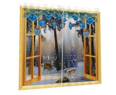 2x Natale Temporizzato Tende Per Porte Finestre Tende Per La Decorazione Natalizia - #02, 150x166cm