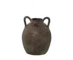 Vaso da tavolo con manici in ceramica in oro antico 30x22x22 cm