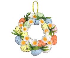 LOSSLO Ghirlanda pasquale con uova di Pasqua, ghirlanda per porta naturale, in polistirolo, per porta di Pasqua, decorazione per porta di Pasqua, per interni o esterni, perfetta da appendere
