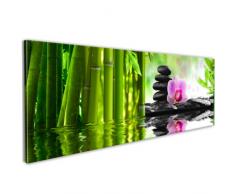 murando Quadro 120x40 cm - 1 pezzo Stampa su tela in TNT XXL Immagini moderni Murale Fotografia Grafica Decorazione da parete Fiori Orchidea Pietra Feng Shui Spa Bianca Verde Marrone Natura 030210-115