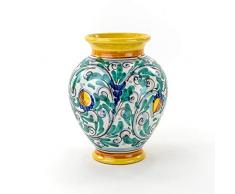 Vaso portafiori fatto a mano in ceramica di Caltagirone H cm 25 600 giallo