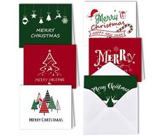 MIAHART 6 Styles Biglietti di auguri di Buon Natale Biglietti di auguri di Natale sfusi con buste Collezione di cartoline di Natale vuote da 30 pezzi per le vacanze invernali Fornitura di Natale