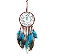 Acchiappasogni da Parete Decorazione per Bambini con Piume Blu indiano Turchese Lacchiappasogni Di Piume Dream Catcher per Casa e Auto Camera Parete Appeso Ornamento