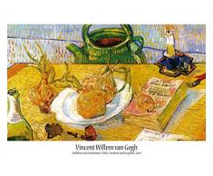 1art1 Vincent Van Gogh Poster Natura Morta con Tavolo da Disegno Pipa Cipolle E Cera, 1889 Stampa 91x61 cm
