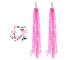 VOSAREA 1 para bicicletta per bambini con nappa Ribbon Bike Manubrio stelle filanti Roller Trike lungo raso porta bebè accessori (rosa)