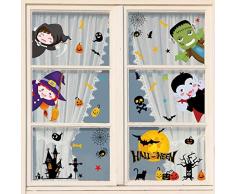 Tuopuda Halloween Decorazioni Adesivi per Finestre Vetrine Gatto Pipistrello Fantasma Vetrofanie Raccapriccianti Halloween Sticker Accessori Halloween per Halloween Party Festival (Multicolore)