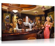 Panther Print Stampa artistica su tela di Marilyn Monroe Elvis Presley James Dean In Bar Pop Art Hollywood (24 x 16 cm)