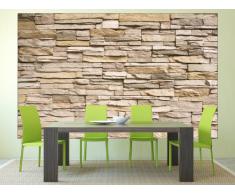 Muro di pietra FOTOMURALE - Asian Stonewall beige marrone XXL tappezzeria da parete /pietre decorazione da parete by GREAT ART (210 x 140 cm)