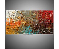 Pittura Ad Olio Su Tela Dipinto A Mano Con Coltello Palette,Quadri Astratti Con Texture Di Paesaggio,Orange Blue Brown E Red ,Decorazione Murale Europea Moderna Di Grandi Dimensioni Per Il Soggio