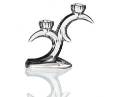 Candeliere, candelabro, "OPERA", 18 cm, 2 bracci, cristallo trasparente, portacandela (GERMAN CRYSTAL powered by CRISTALICA)