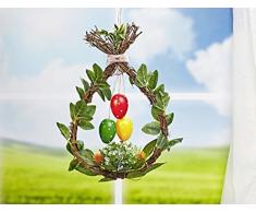 Corona pasquale con uova di Pasqua – Decorazione Pasqua – Corona di Pasqua – Decorazione – Pasqua – Coniglio di Pasqua – Decorazione – Corona – Fiore – Decorazione da appendere – Porta – Decorazione da finestra