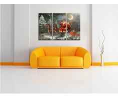 Pixxprint Babbo Natale con Doni Stampa su Tela 3 Parti Artistica murale