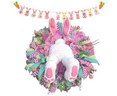 MZBZYU Decorazioni per Pasqua, Coniglio Ghirlanda Pasquali E Banner Decorativo, Decorazione Pasquale per Porta Dingresso E Finestra