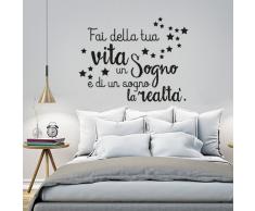 01253 Adesivo murale Wall Art "Fai della tua vita un sogno" - Misure 100x77 cm - Nero - Decorazione parete, adesivi per muro, carta da parati