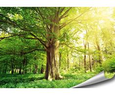 ARTBAY Foresta - Poster XXL - 118,8 x 84 cm | Vecchio faggio | Prato Fiorito | Alberi | Foresta soleggiata | Foto di Natura | qualità Superiore