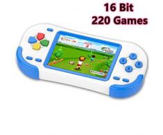 ZHISHAN Console di Gioco Portatile per Bambini con 220 Videogiochi Classici Integrati 3.0 LCD Schermo Sistema di Gioco Elettronico Ricaricabile per Adulto Compleanno e Regalo di Natale-Blu