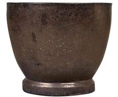 Casa Padrino vaso da fiori Art Nouveau nero/bronzo Ø 52 x A. 43 cm - Vaso per piante rotondo fatto a mano in terracotta - Accessori per la decorazione di giardini e terrazze