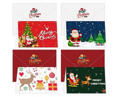 POWER FLOWER 16 Pezzi Biglietto di Auguri di Natale con Busta - Cartoline di Natale 4 disegni natalizi - buste scintillanti 10 x 15 cm (10x15 cm, 167)