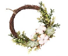 jojofuny Pasqua Foglia di Eucalipto Corona Batuffolo di Cotone Corona di Pasqua Artificiale Corona di Fiori Hanging Ghirlanda Primavera del Partito di Pasqua Decorazione della Porta