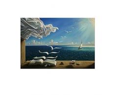 Salvador Dali pittura a olio barca a vela murale su tela Surrealismo arte poster e stampe murale Quadri di grandi dimensioni decor 70x100cm (28x39in) Con cornice